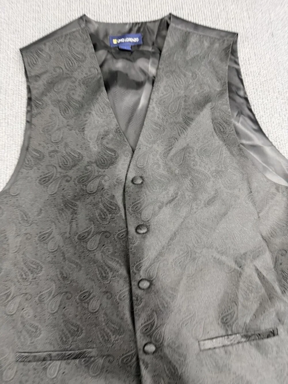 Umo Lorenzo Mens Black Paisley Vest S